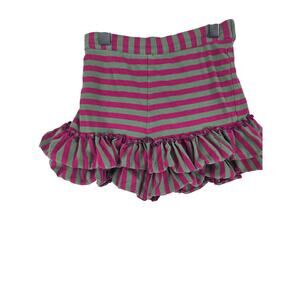 Mustard Pie Kid Girls Ruffle Shorts 8 Green Pink Striped Boho Gypsy‎ Pull On
